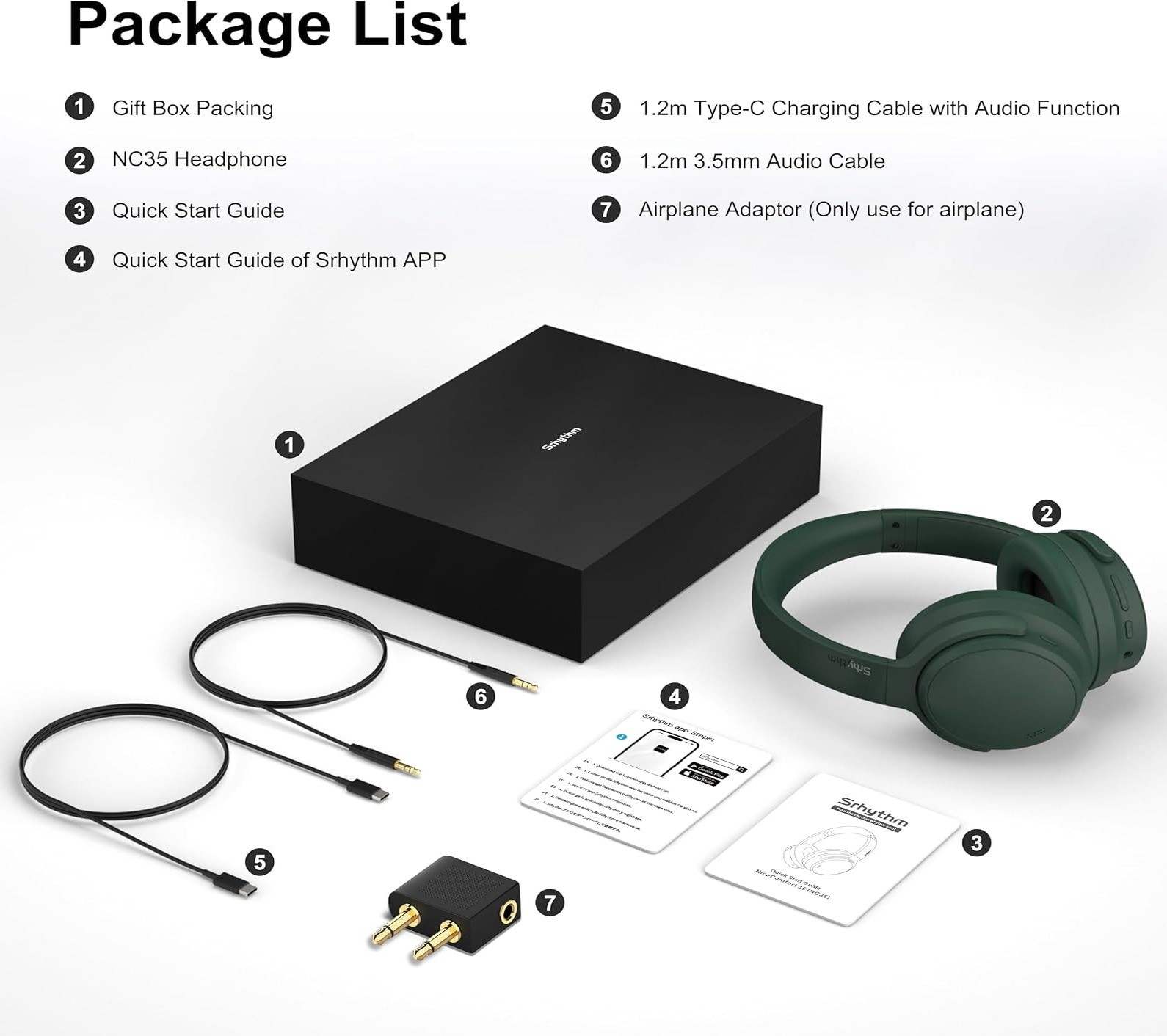 Bluetooth 6.0 ANC Headphones Over Ear 140H Playtime Spatial Audio ENC- Drk Green