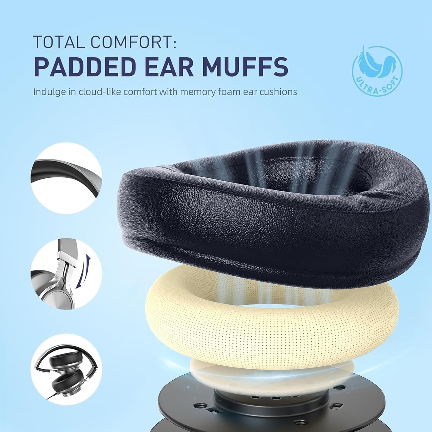 Wired Headphones with Microphone Volume Control, Noise Reduction Foldable Comfor