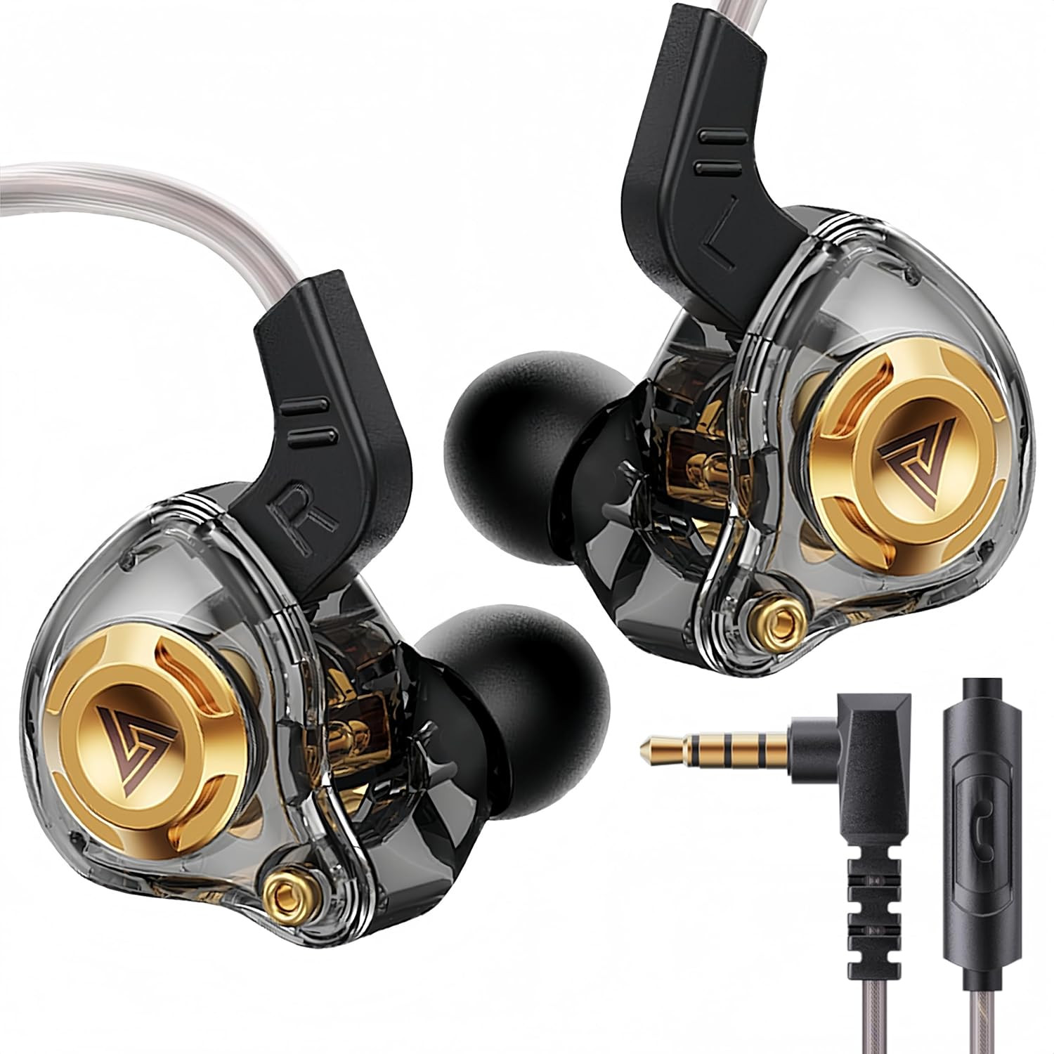 Gaming Earbuds with MIC, in Ear Monitor Headphones Music Video Calling (Black)
