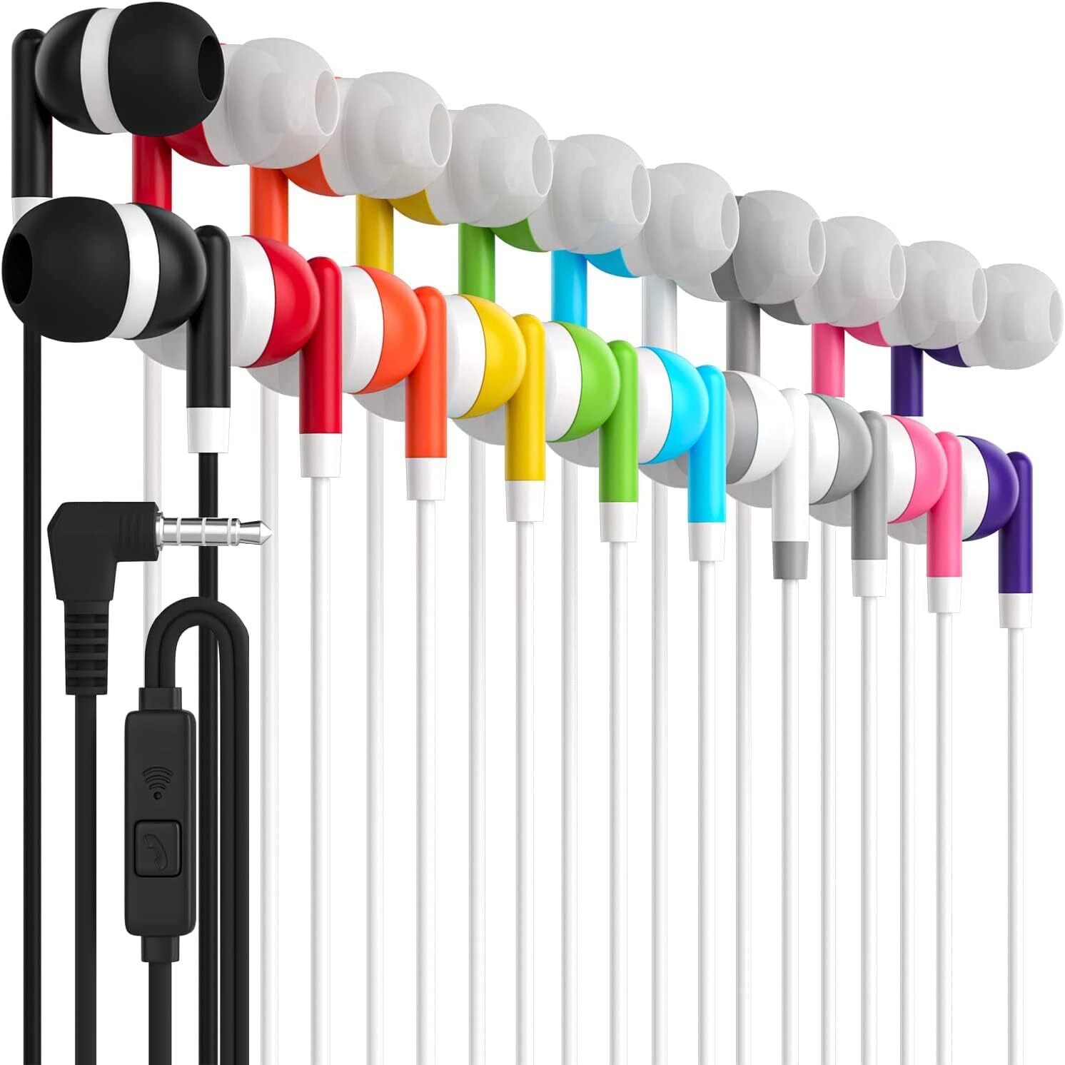 Wholesale Bulk Earbuds Earphone Headphones w/ Microphone for Kids, Teens, Adults