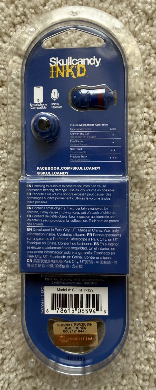 Skullcandy Ink’d 2.0 FC In Ear Headphones 2.0, FC Barcelona, New