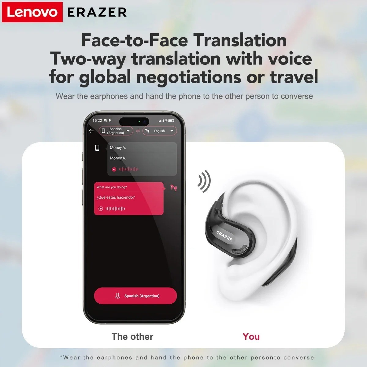 ERAZER XT66PRO Bluetooth Earbuds Wireless Headphones AI Translator Display