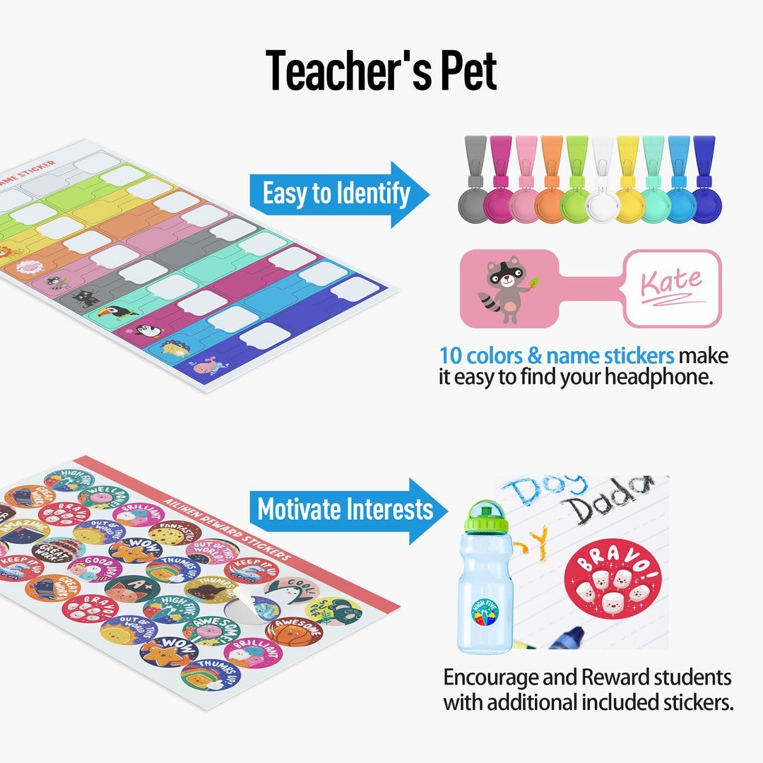Kids Headphones with Microphone for School Chromebook iPad Wired Bulk Lot AILIHE