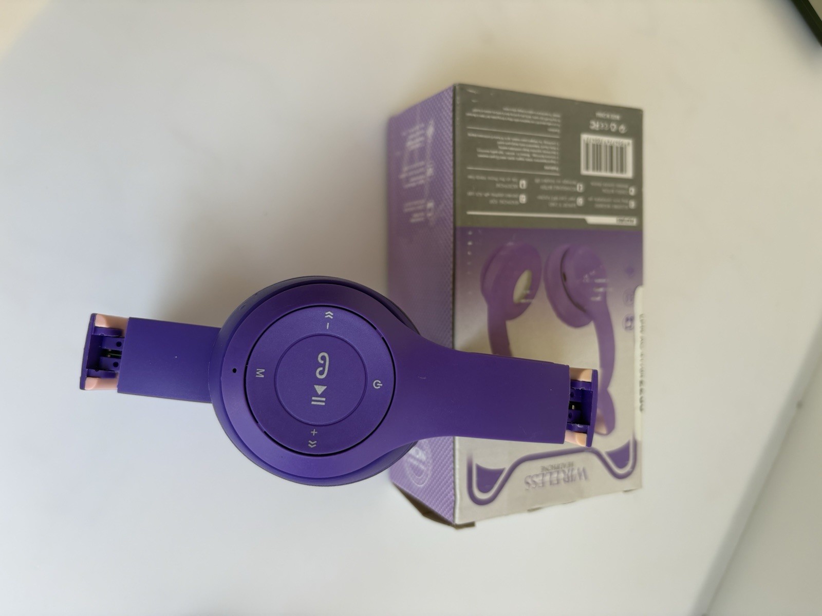 P47M Wireless Cat Ear Headphones Purple Pink Bluetooth USB Adjustable Headband