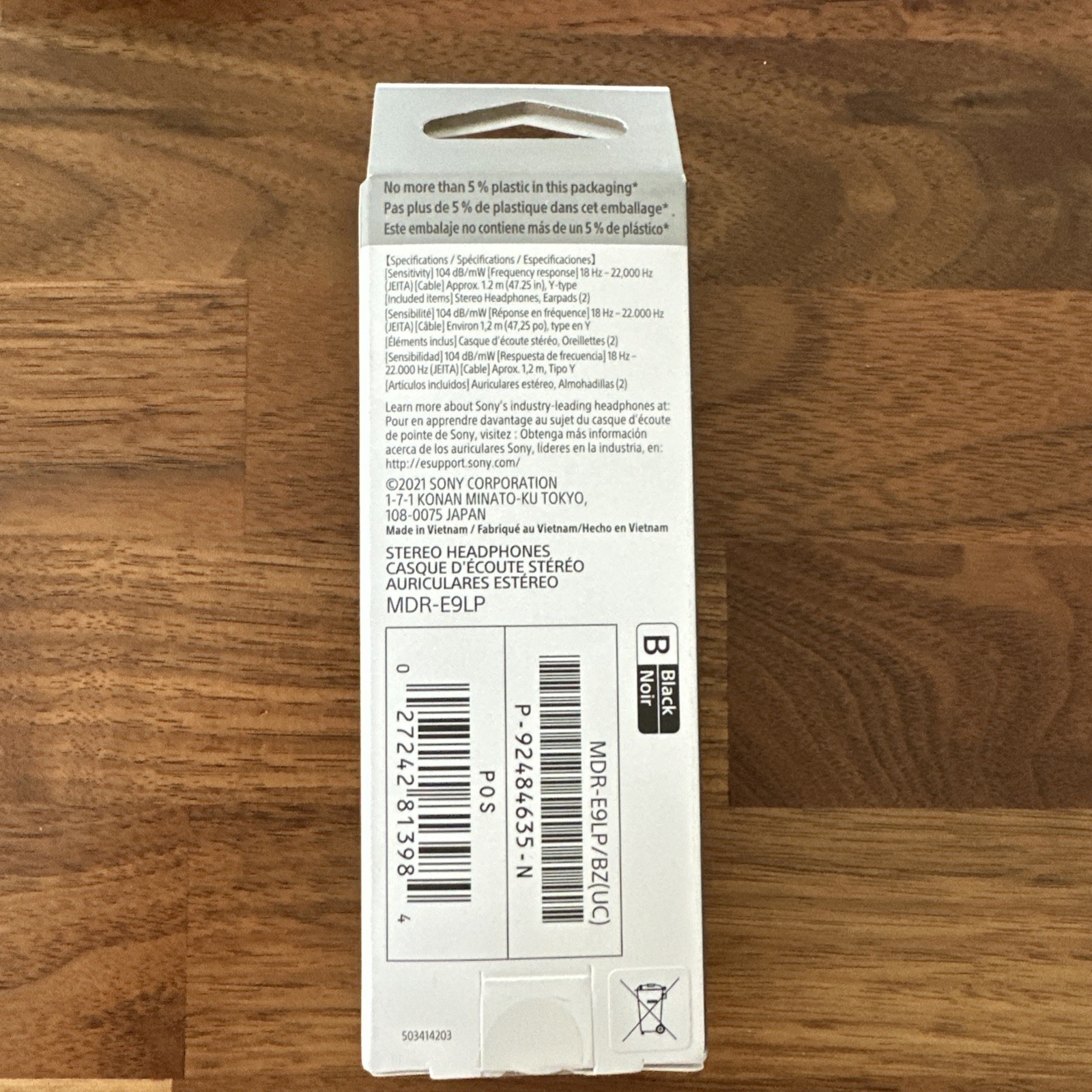 Sony MDRE9LP 3.5mm Jack In Ear Headphones – Black NEW Sealed in Box