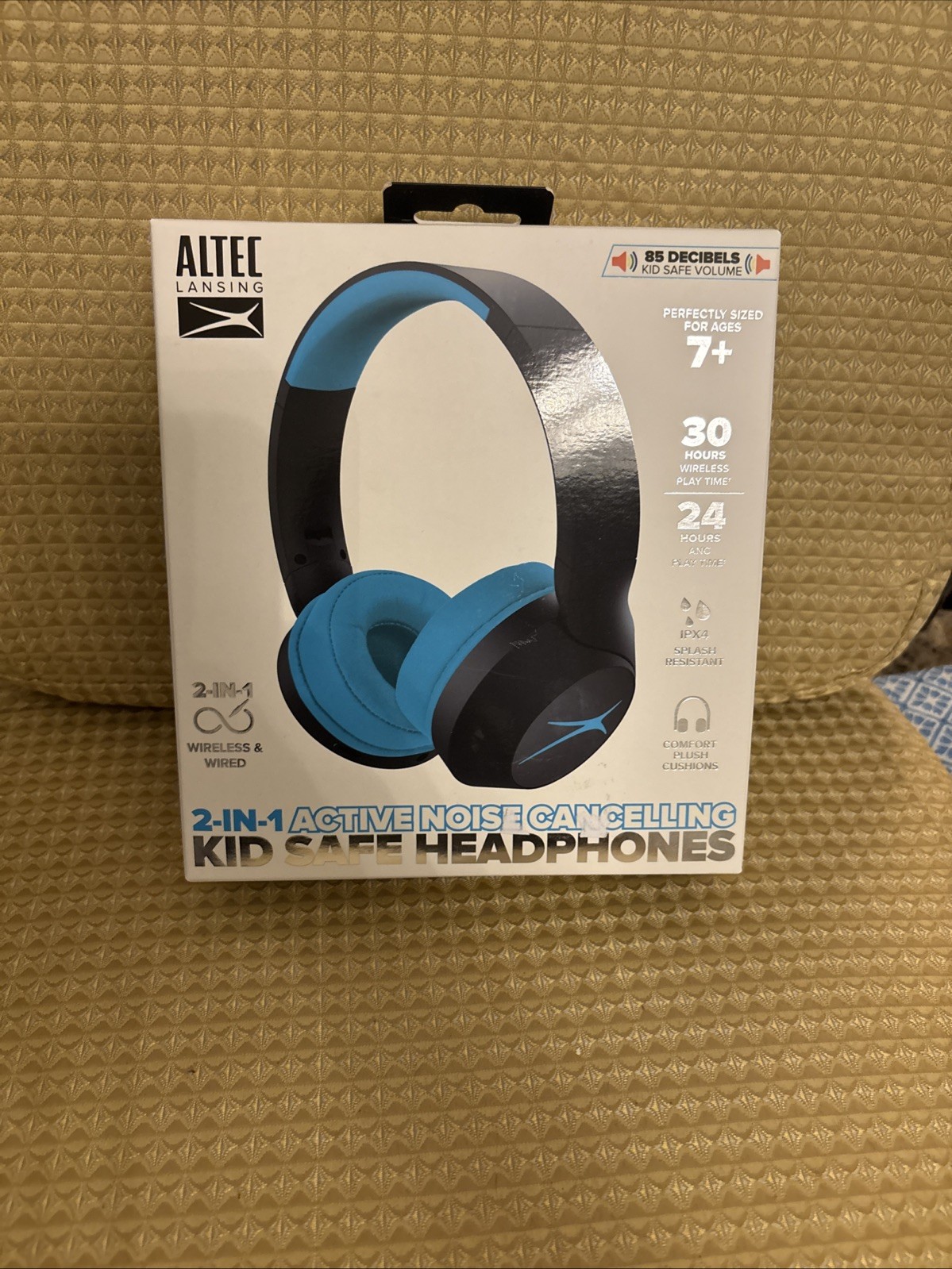 Altec Lansing 2 In 1 Active Noise Canceling Kid Safe Black Blue Open Box NEW