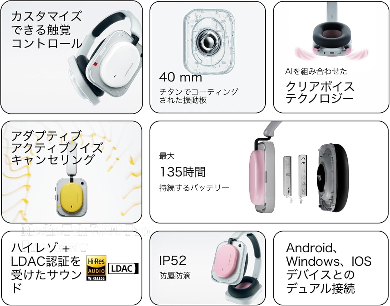 Nothing Headphone(a) Wireless Bluetooth Over-Ear ANC Hi-Res LDAC 135H Mic Yellow