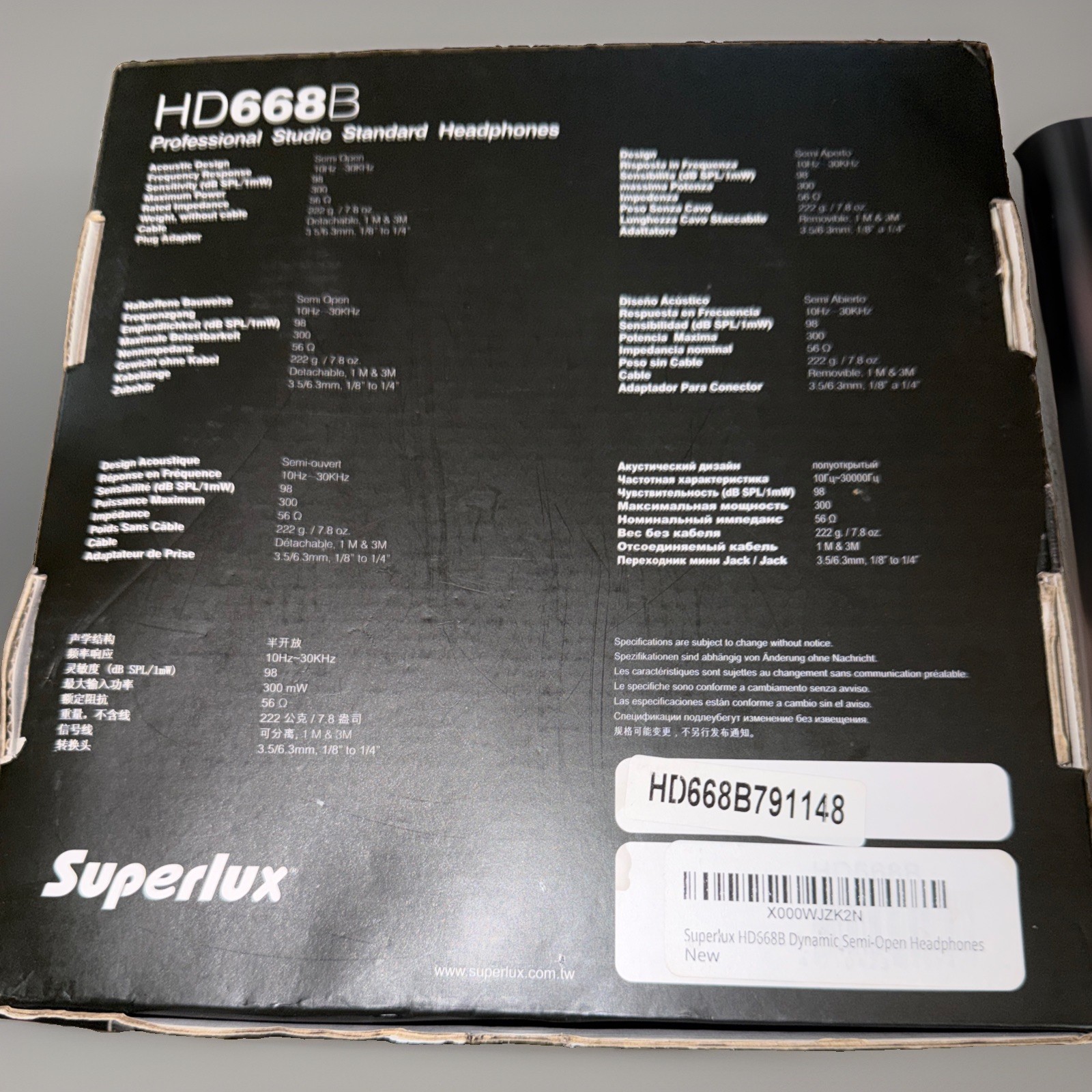 Superlux HD668B Dynamic Semi-Open Headphones W/box READ