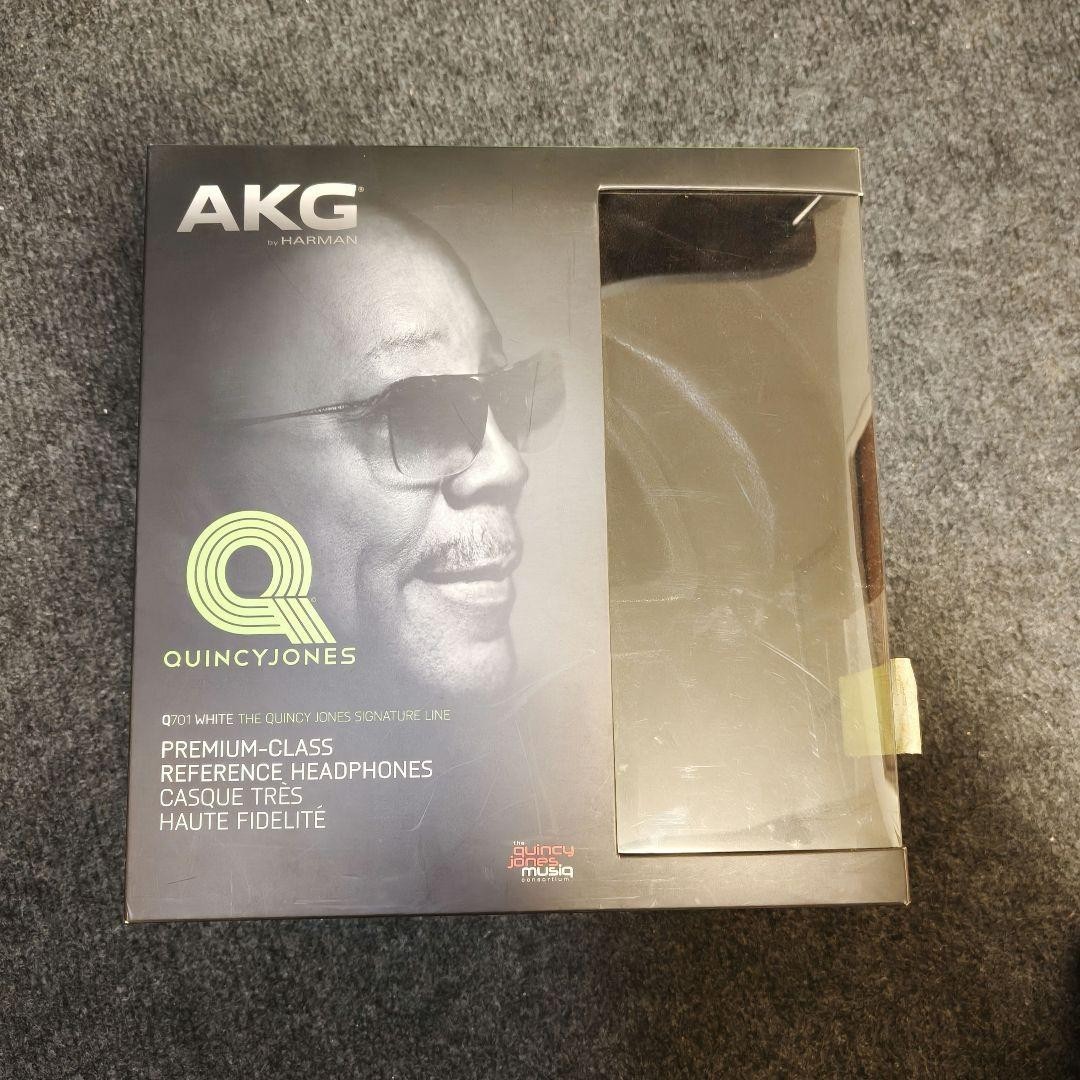 AKG Q701 Quincy Jones Reference Headphones White Tested Works w/box JP Rare O66