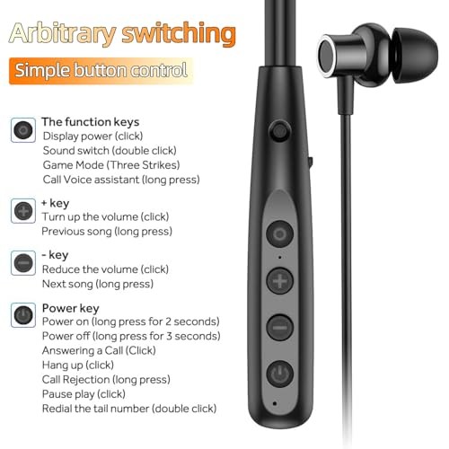 Neckband Bluetooth Headphones, 6.0 Bluetooth 100 Hours Playtime，IPX7 Cable