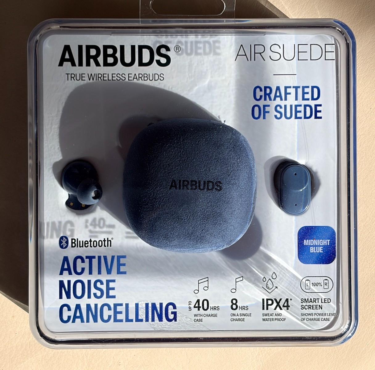 AIR SUEDE – Airbuds, True Wireless Earbuds, ANC 20hrs Playback Headphones w Case