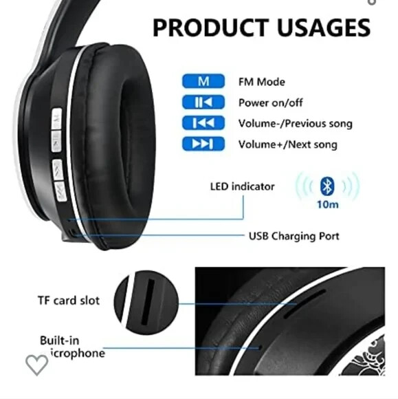 🔥🔥OUTAD Wireless Headphones Bluetooth V5.0 Foldable Design, (Black) 🔥🔥