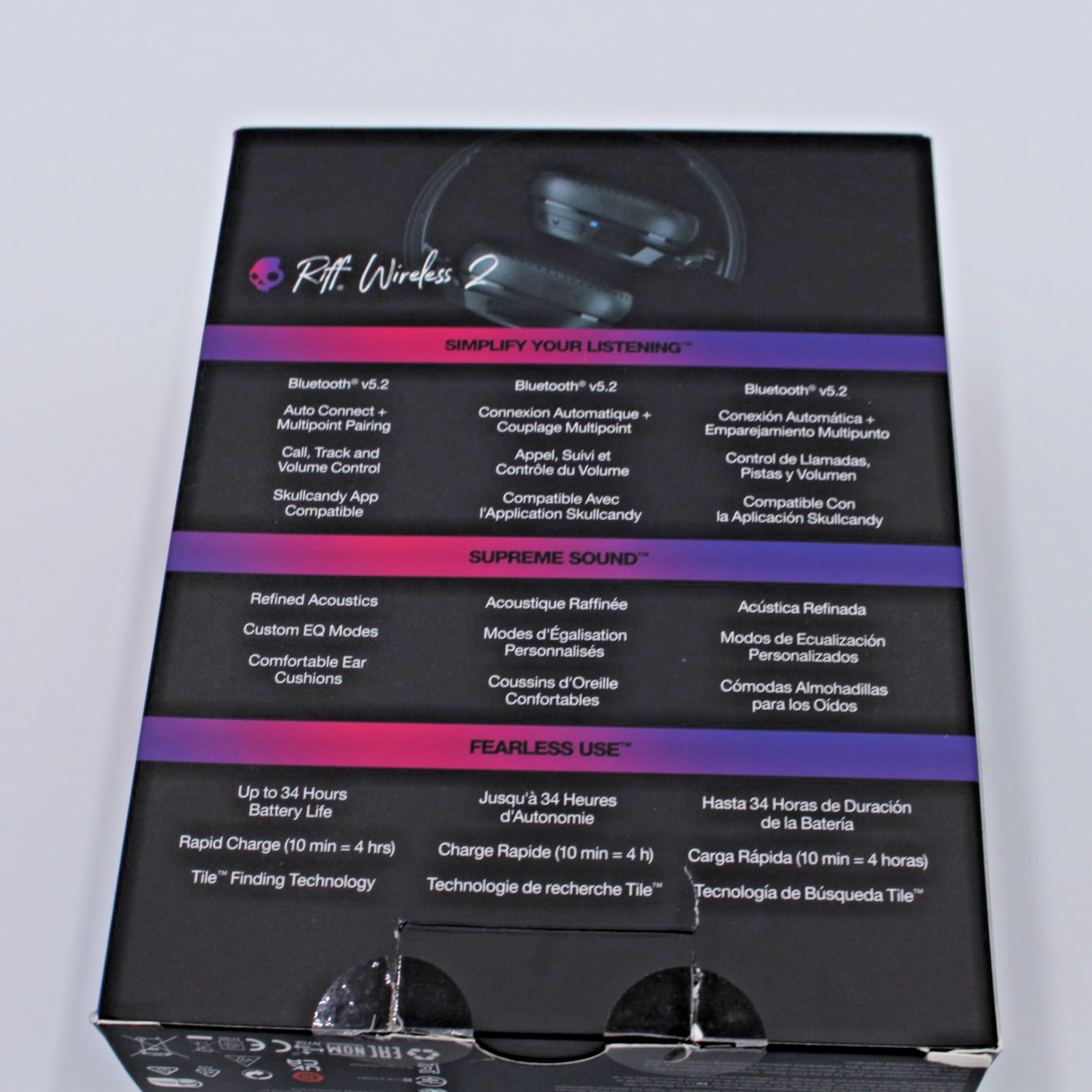Skullcandy Riff Wireless 2 Bluetooth On-Ear Headphones tc Logo Open Box