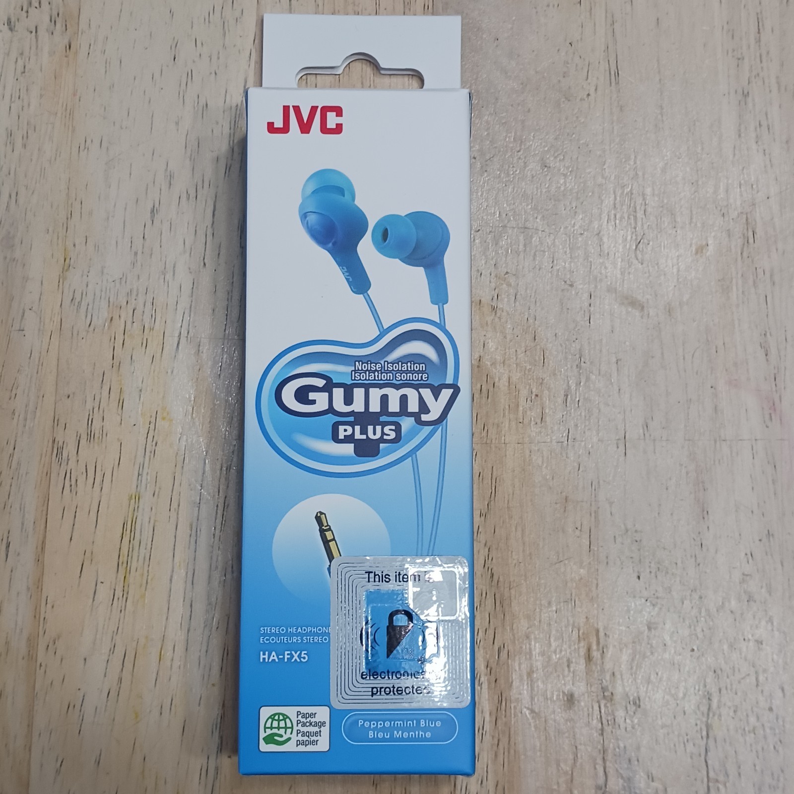 New JVC Gumy Plus HAFX5 Inner-Ear Wired Earbuds Headphones Peppermint Blue