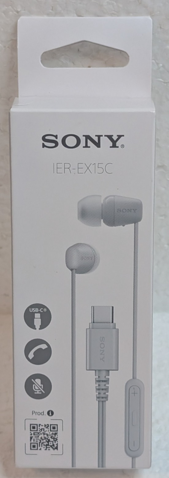 Sony IER-EX15C W Stereo Earbud Headphones Wired USB-C White New Sealed