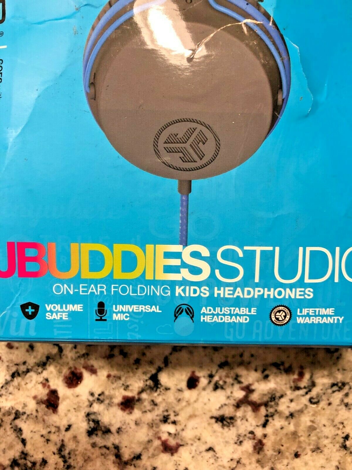 JLab JBuddies – Over the Ear Folding Headphones – GRAY & BLUE – NEW