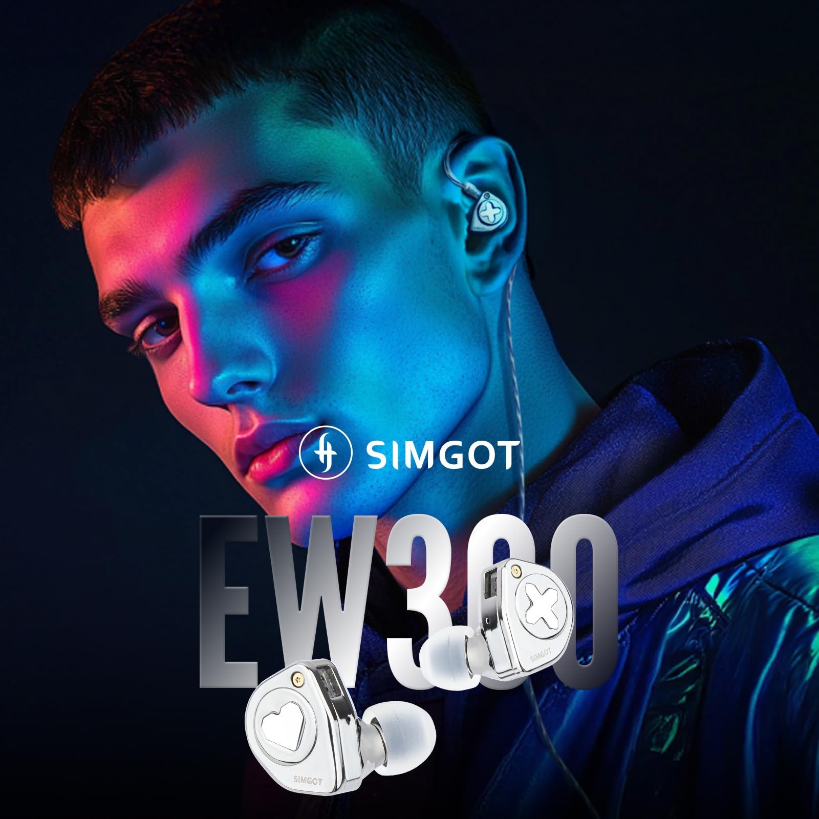 Linsoul SIMGOT EW300 1DD+1Planar+1PZT Hybrid Driver in Ear Monitor, Wired Ear…