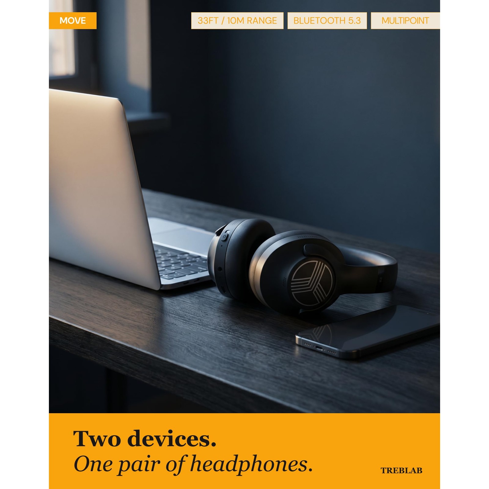 TREBLAB Z2 Sports Wireless Headphones Bluetooth HD Sound, Deep Bass, 35H Battery