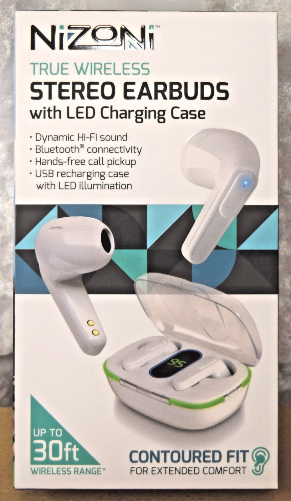 NiZoni Wireless Stereo Earbuds Bluetooth with LED Charging Case/Voice Assist
