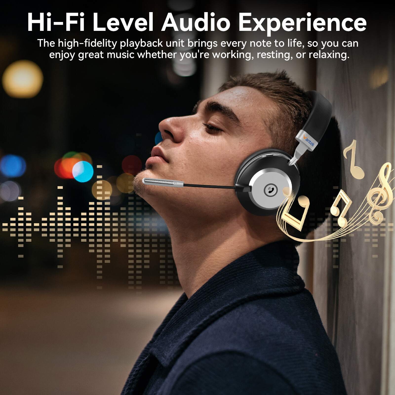Wantek Wireless Headset with Mic USB Dongle Bluetooth Headphone for Home/Office