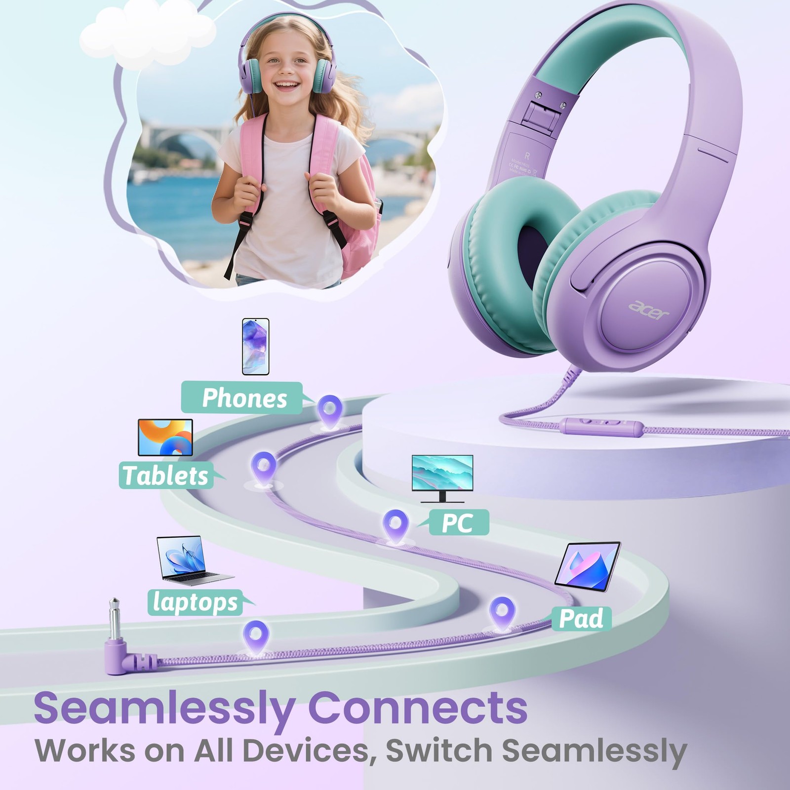 Kids Headphones with Cord for School – Over-Ear 85/94dB Volume Limiter, 3.5mm…