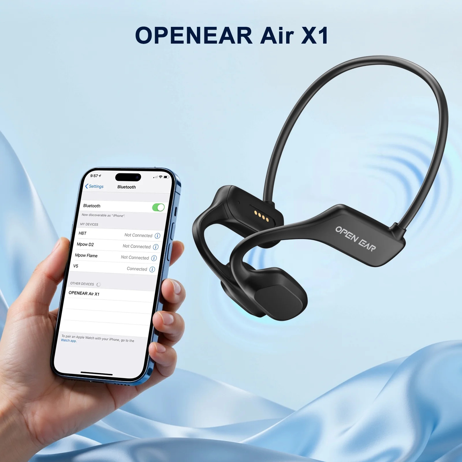 Open Ear Air Conduction Headphone, Wireless Bluetooth Earbuds 8H Playtimes Sport
