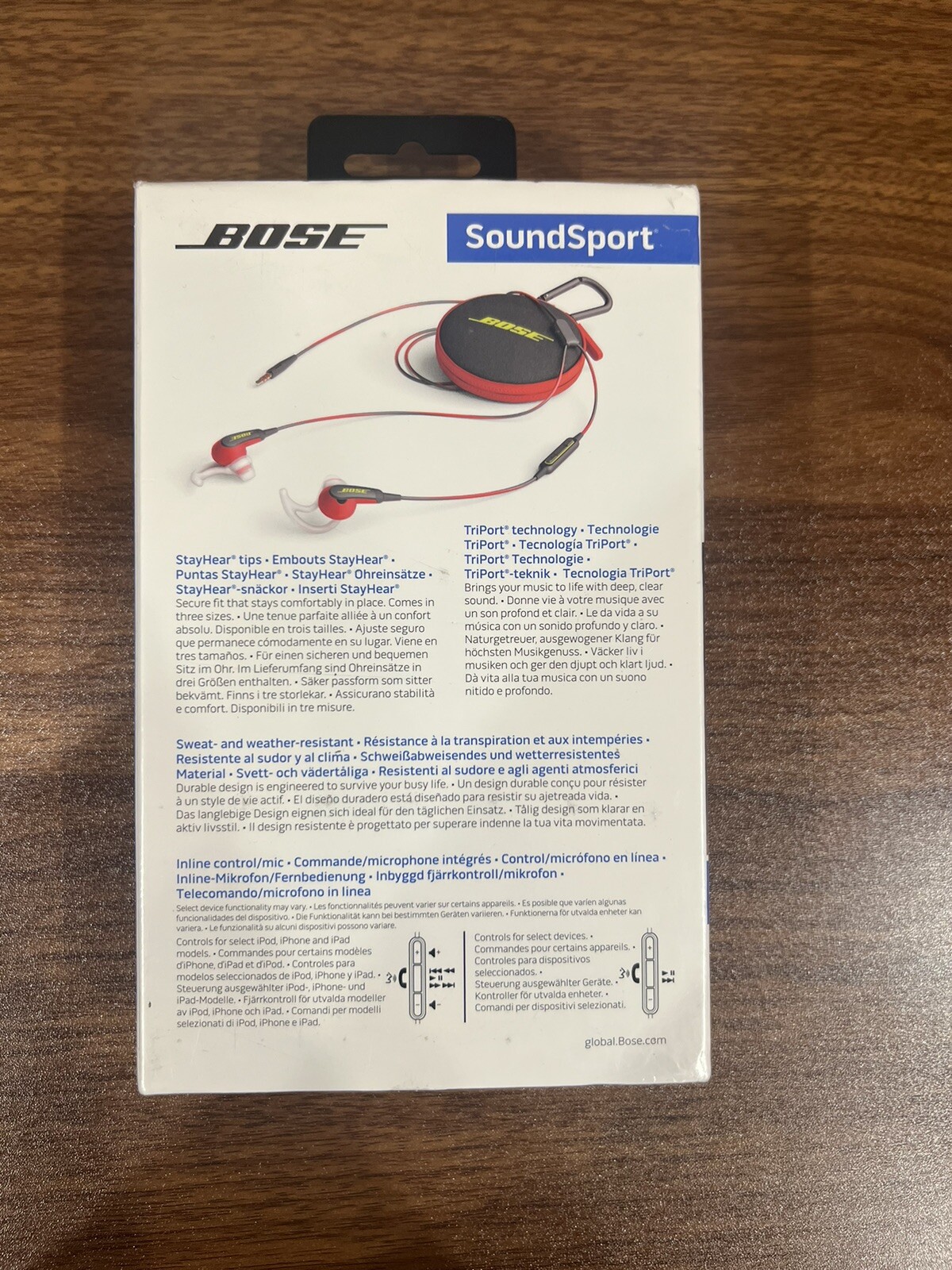BOSE SoundSport Wired in-ear headphones Controls w/ Mic Power Red NEW Apple