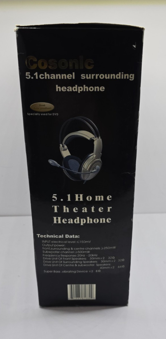 Cosonic HTS-168MVI 5.1 Surround Sound Home Theater Headphones Vibration Box NOS