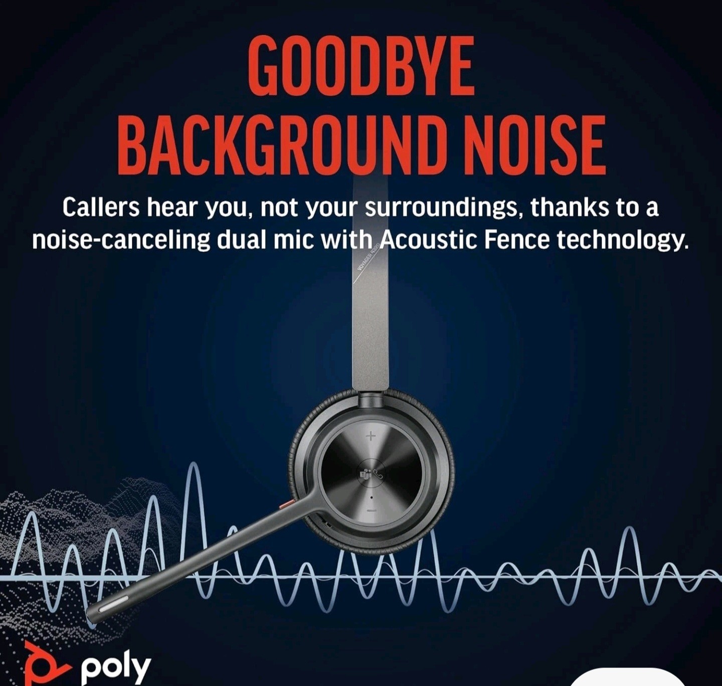 Poly Voyager 4320 UC Wireless Bluetooth Headset‎ Plantronics 218478-02 Headphone