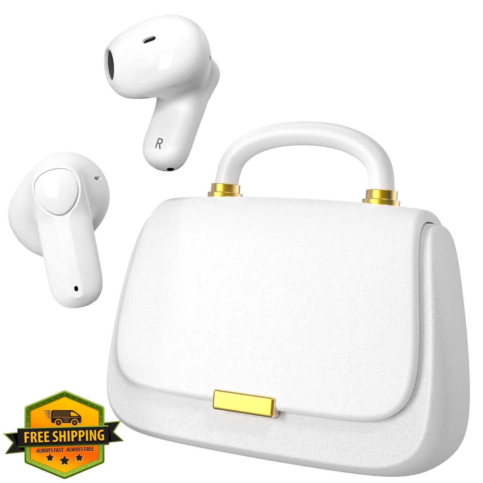 ANCwear Earbuds White Bluetooth 5.3 13mm Drivers 22H Playtime