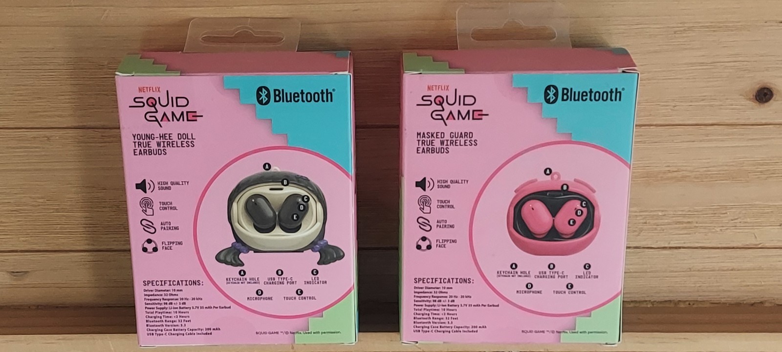 Set Of (2) Squid Game Netflix Bluetooth True Wireless Earbuds, Brand New!
