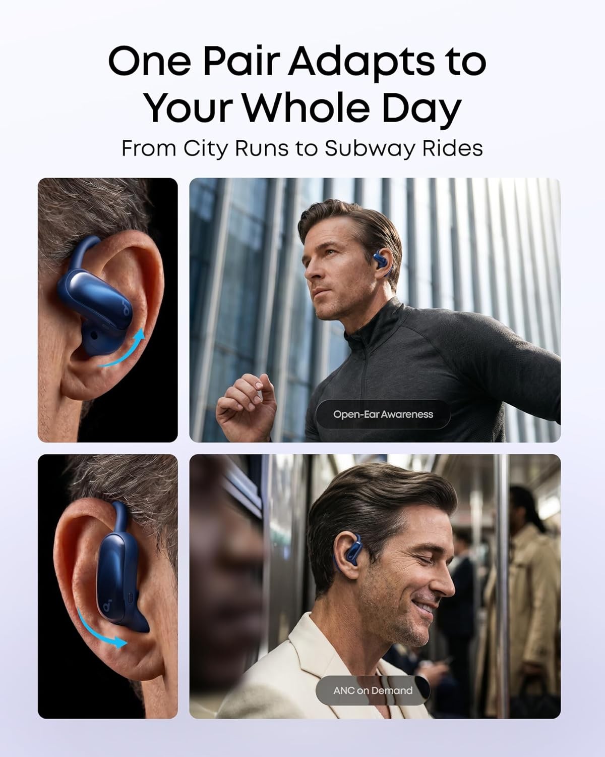 Soundcore AeroFit 2 Pro by Anker, Open-Ear Semi-in-Ear Active Noise Cancellation