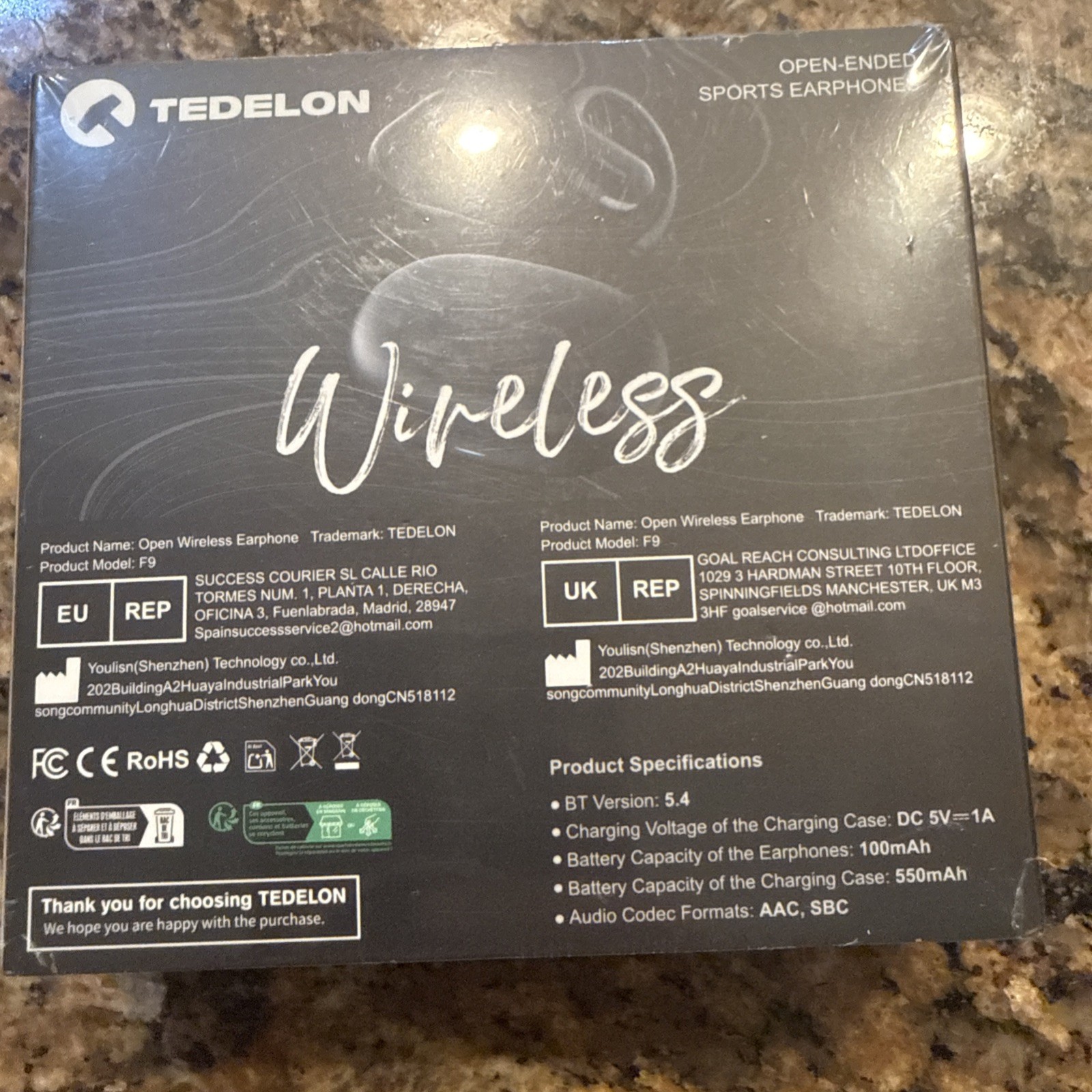 Open Ear Headphones Bluetooth 5.4: 50H Playtime 16.2mm Drivers, Open Ear Tedelon