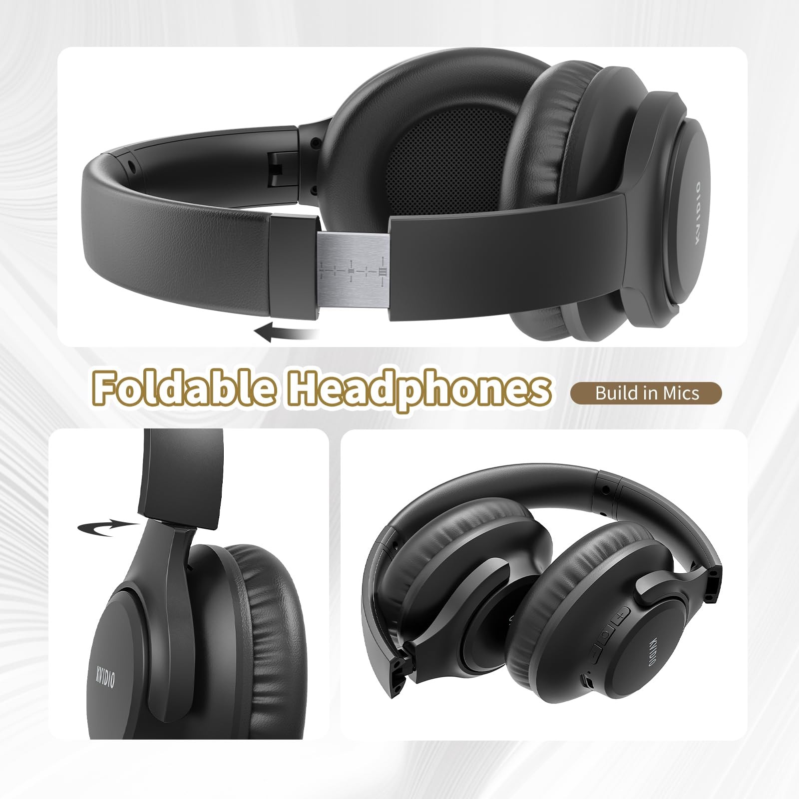 Bluetooth Headphones Over Ear, 65 Hours Playtime Wireless Headphones with Mic…