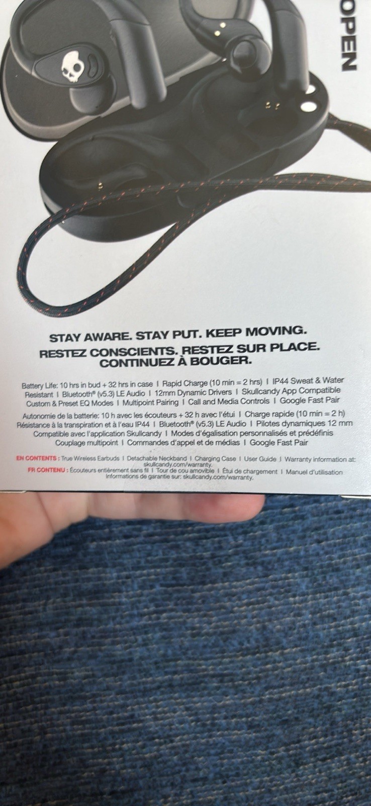 Skullcandy Push 540 Open Bluetooth Neckband Earbuds 12mm Black Fast Pair