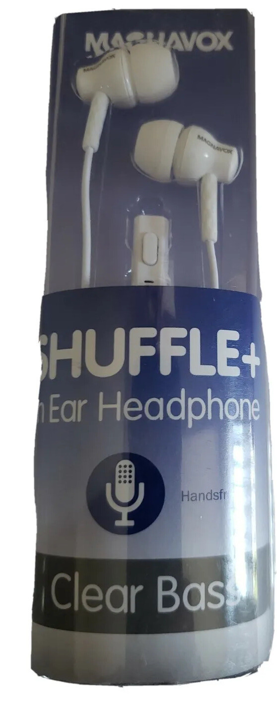 New MAGNAVOX SHUFFLE + IN EAR HEADPHONES CLEAR BASS white