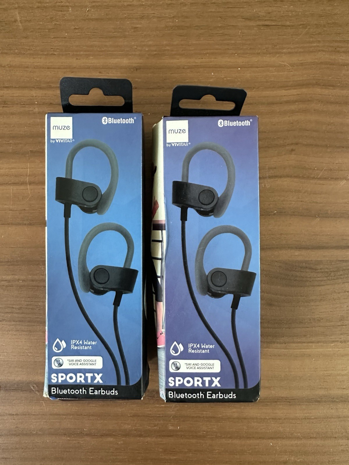 Muze SPORTX 2x Bluetooth Ear-Hook Earbuds Black IPX4 Water-Resistant Mic