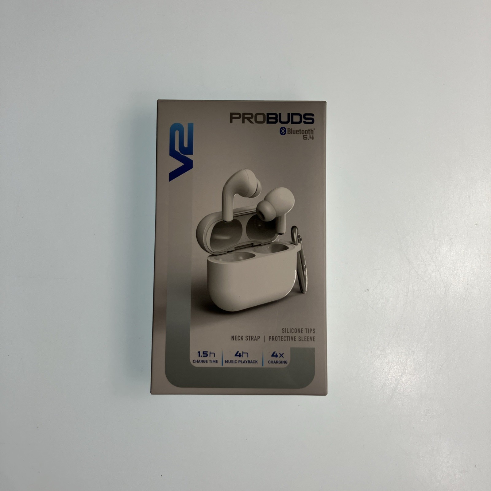 Probuds V2 Bluetooth 5.4 Wireless Stereo Earbuds With Charging Case White