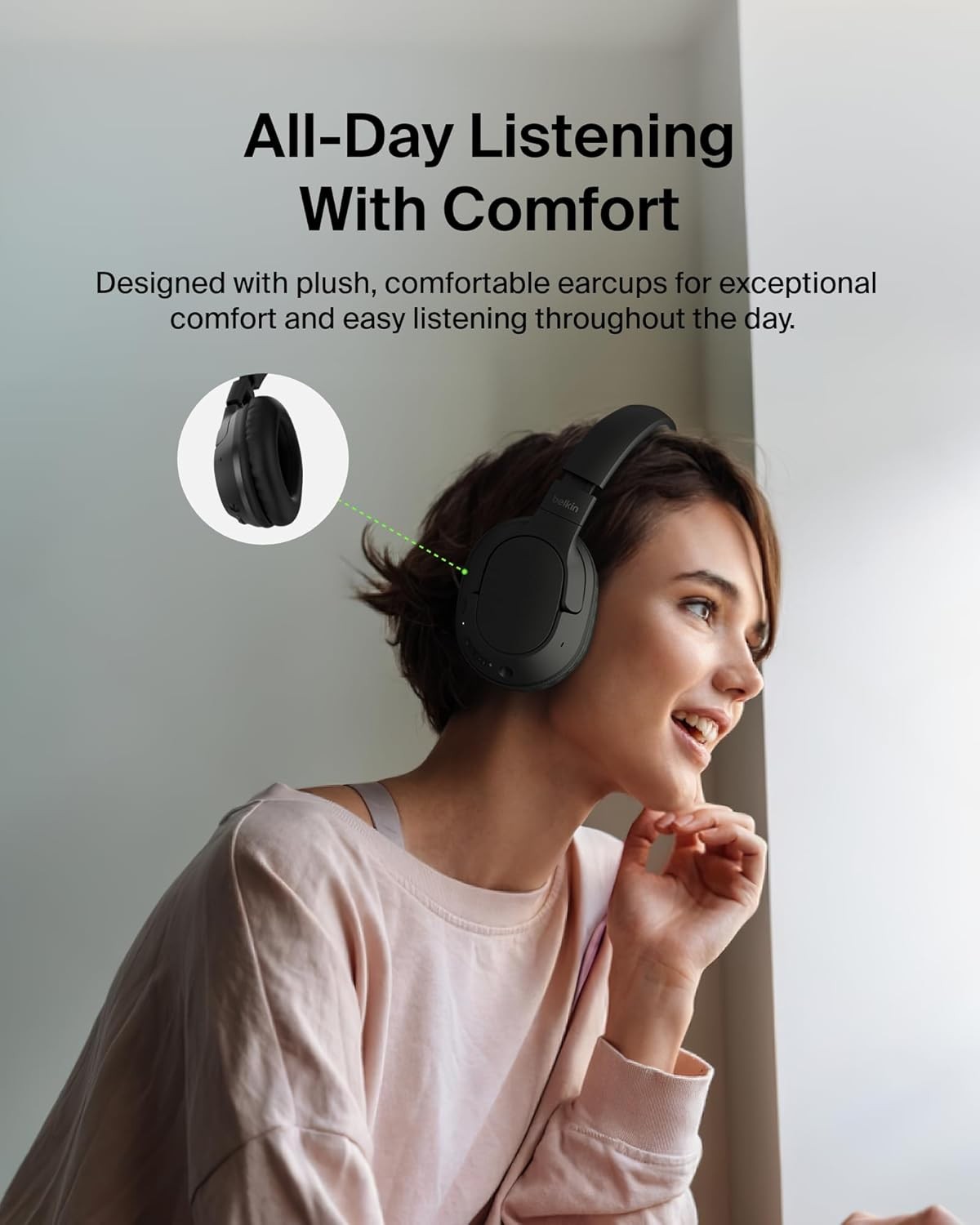 Belkin Wireless Over-Ear Headphones | iPhone Samsung Compatible | HD Sound | 60H