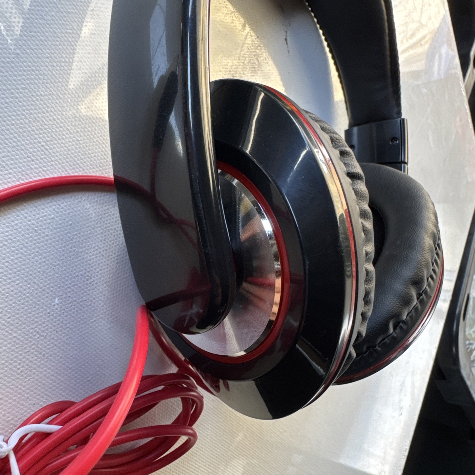 DJ Over Ear Headphones 1/4” 6.35mm Plug Wired Studio Red Cable