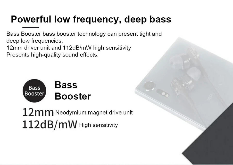 For SONY MDR-XB75AP Bass Booster In-Ear Headphones with In-Line Mic Black