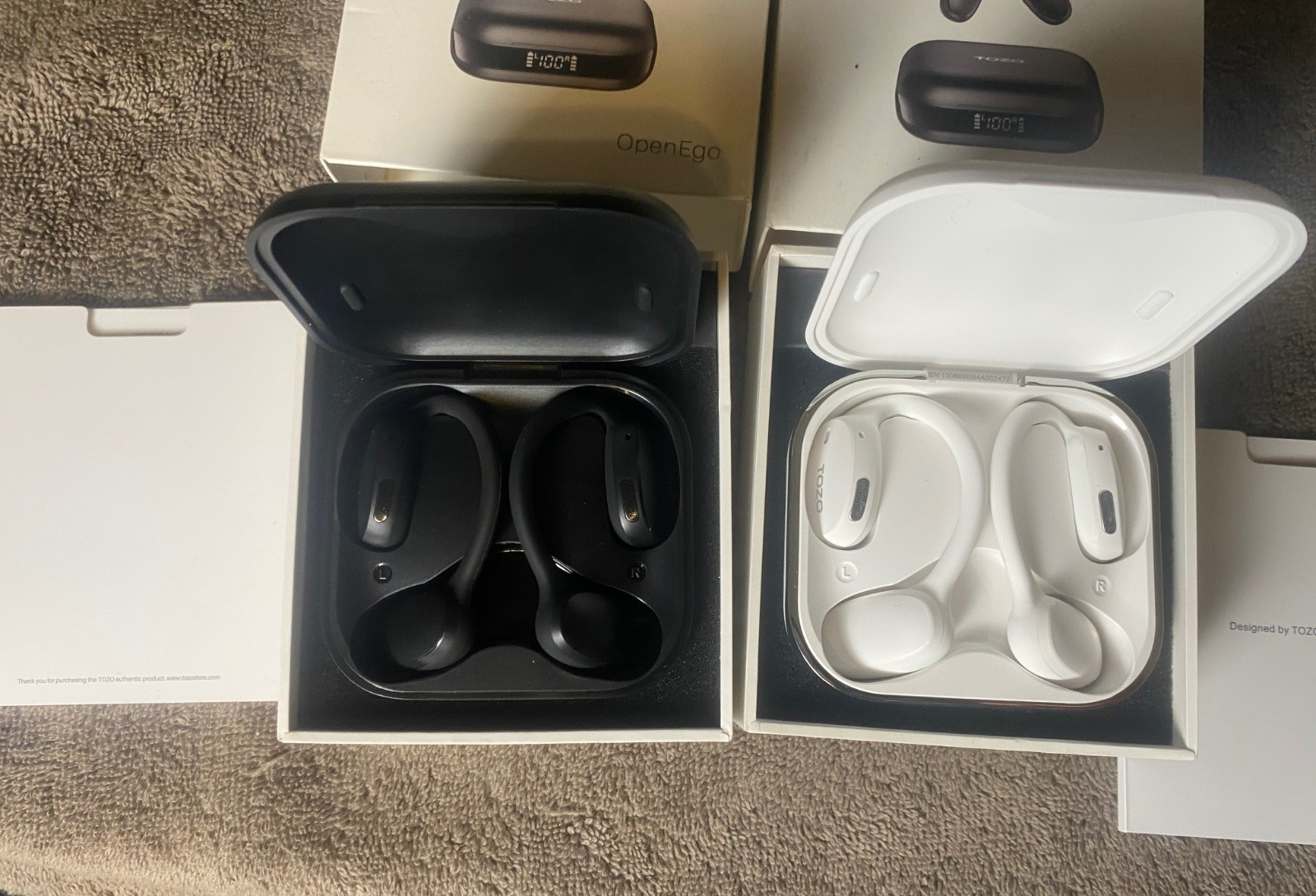 TOZO OpenEgo True Wireless Open Ear Headphone,5.3 Bluetooth Sport Black/White