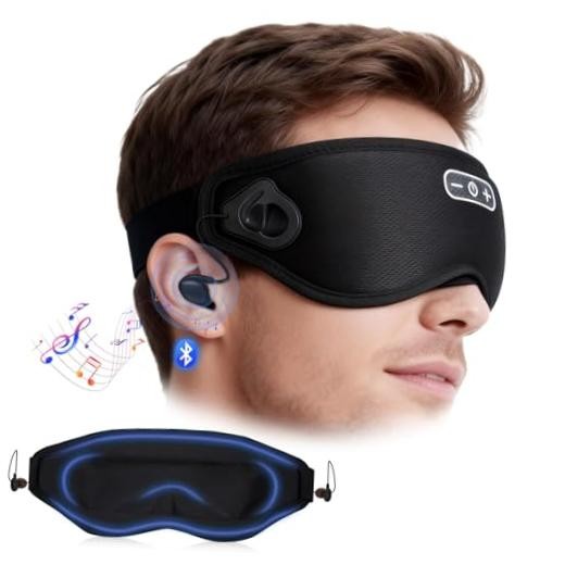 Sleep Headphones Wireless Bluetooth 5.4, 100%out Sleep Mask with Black