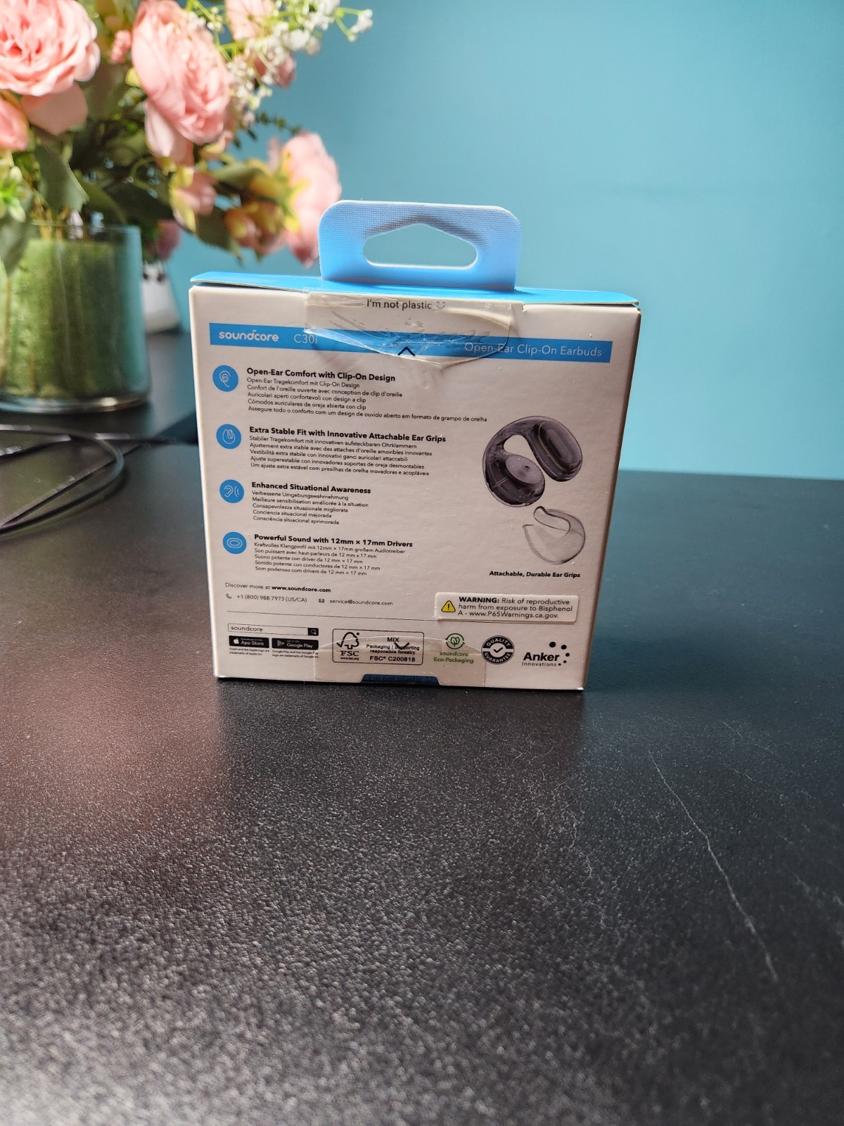 Soundcore C30i Open-Ear Earbuds Clip-On Headphone Lightweight Black