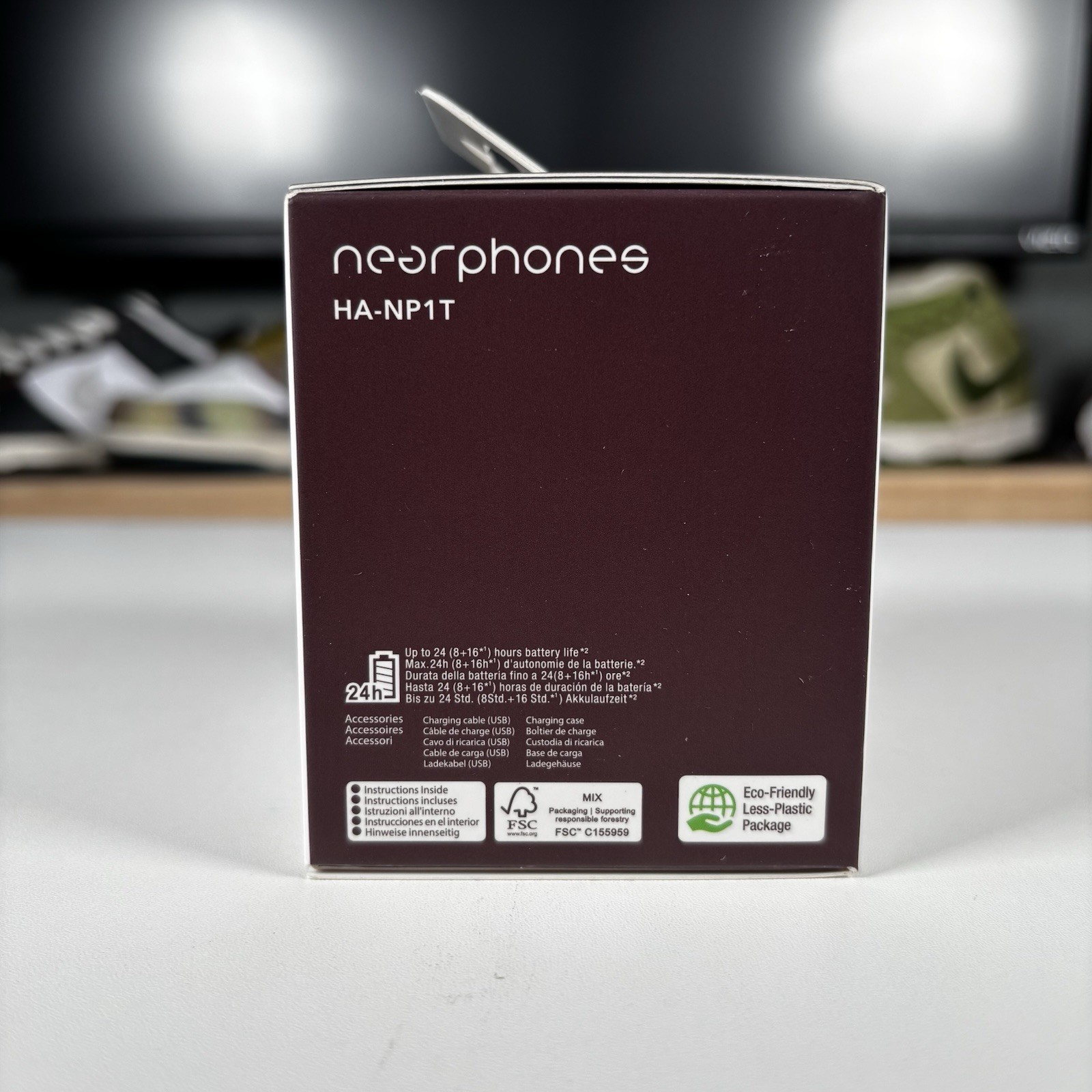 JVC Nearphones Open Ear True Wireless Bluetooth Headphones HAN-P1T Maroon *NEW*