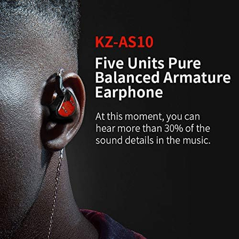 KZ AS10 Pure 5 Balanced Armature 5BA Earphone, Musician in Ear Monitor Headphone