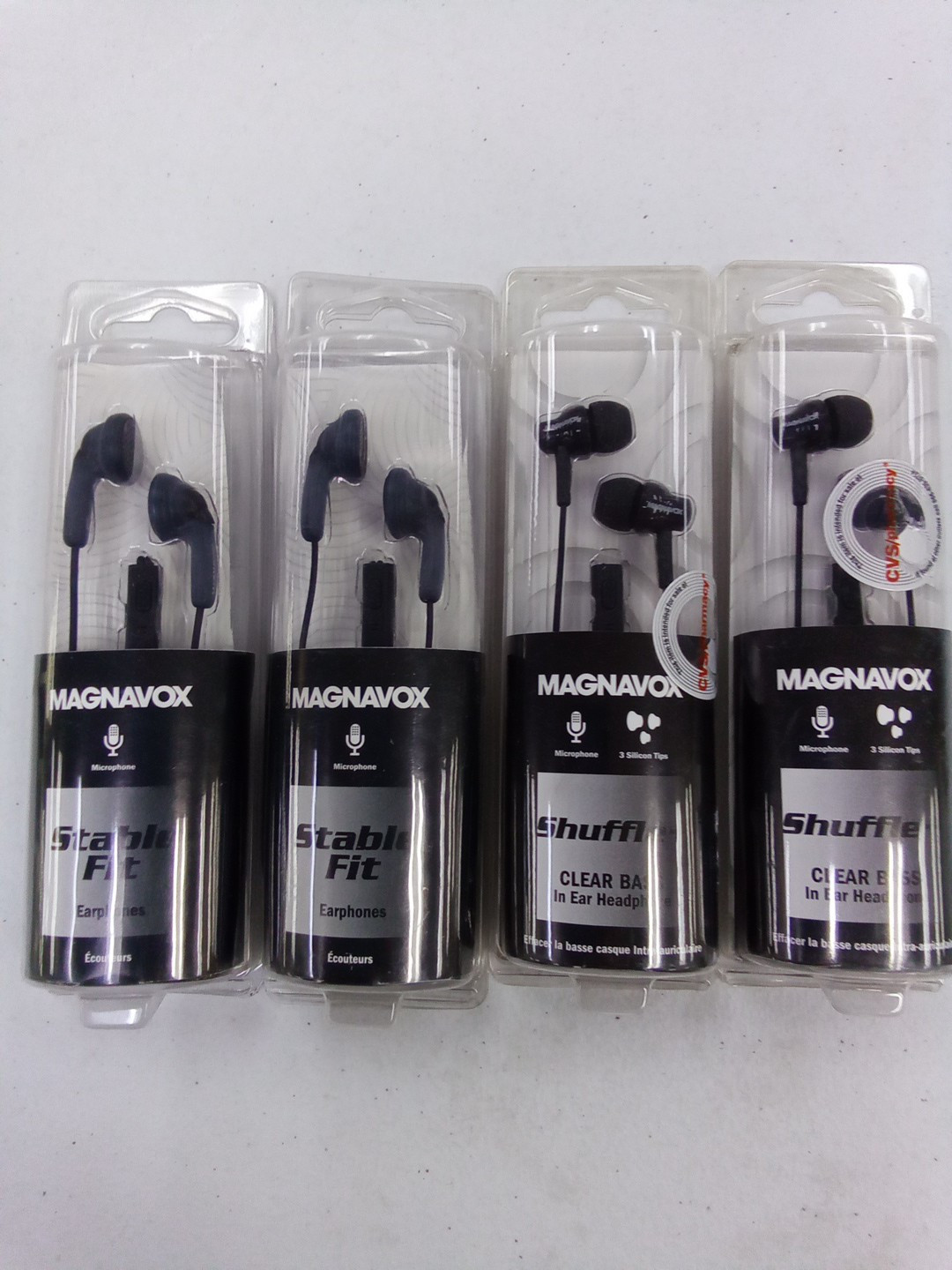 Magnavox Shuffle In Ear Headphones Clear Bass Handsfree Black Lot Of 4