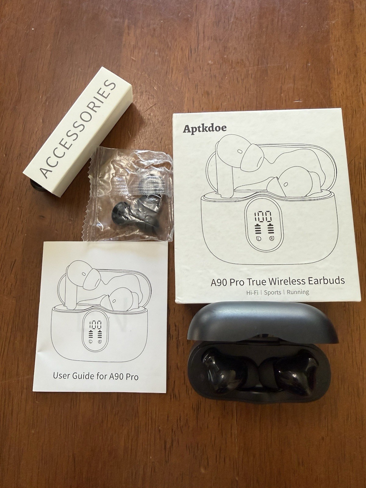 Aptkdoe A90 Black Pro True Wireless Earbuds Hi-Fi Sports Running