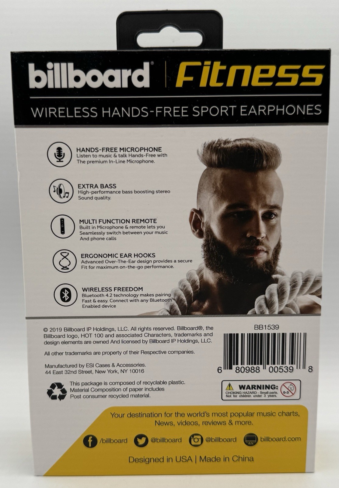 Billboard Secure Fit Wireless Sport Earphones Bluetooth Fitness Lightweight New