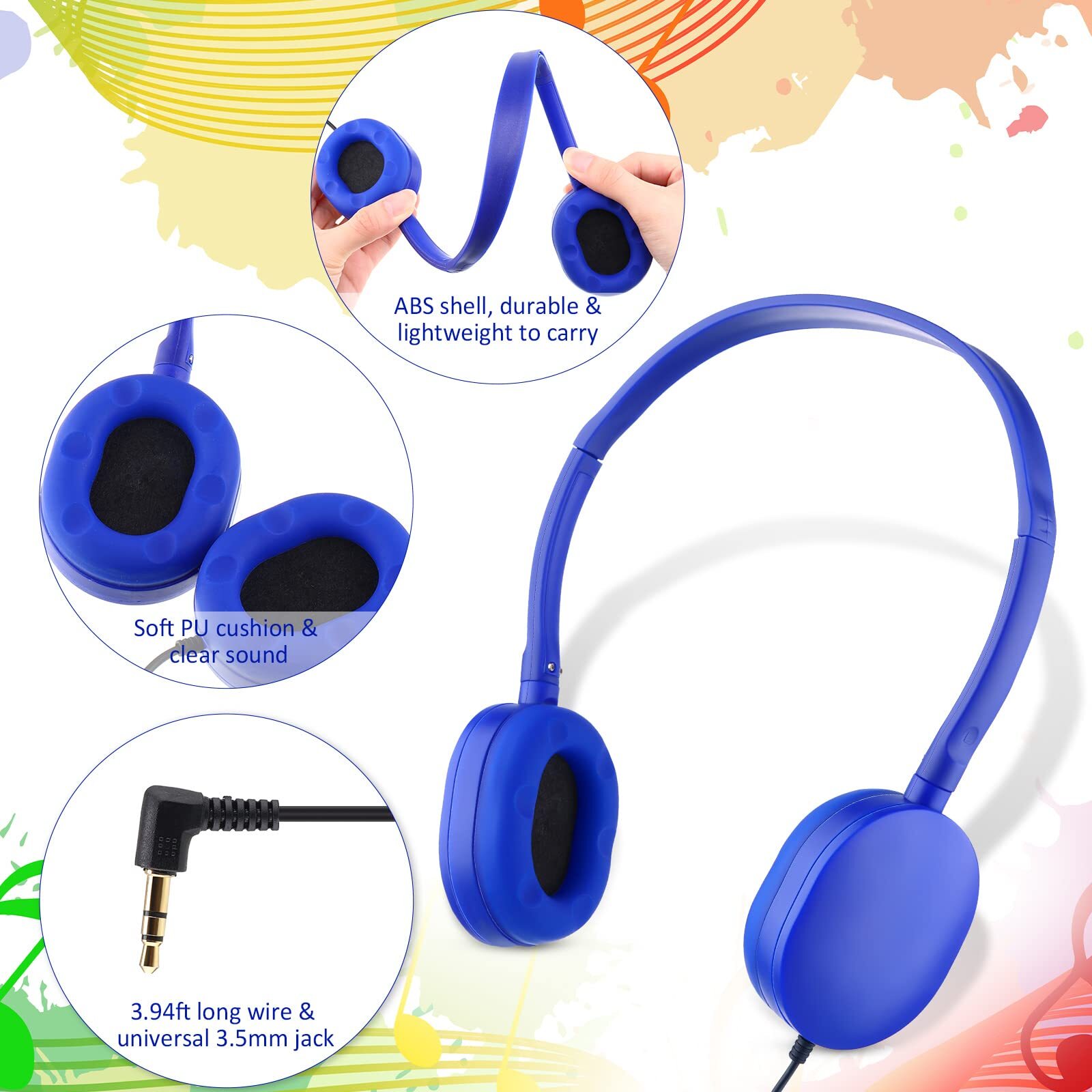 18 Pack Kids Headphones Bulk for Classroom School Class Set of Headphones for…